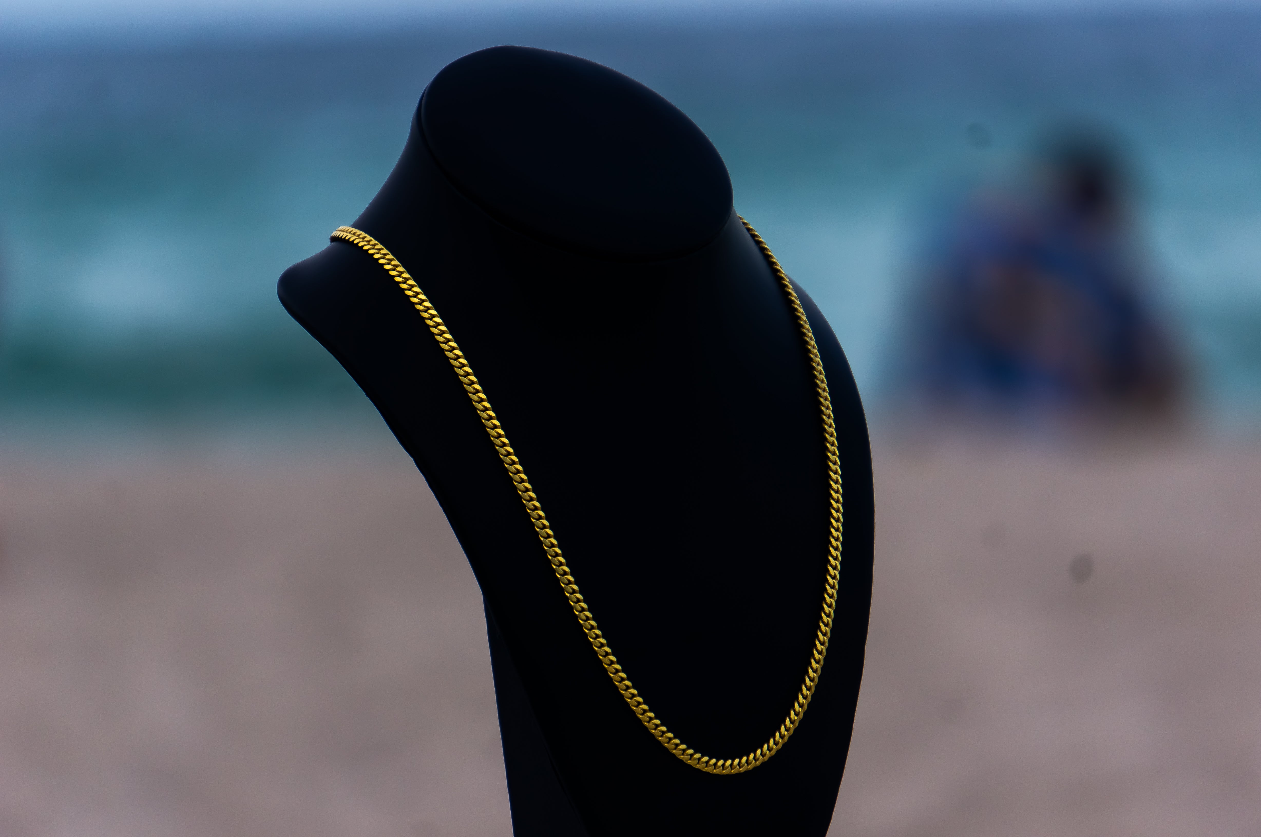 4MM 14KT Gold Over Silver Cuban Link Chain (Machine Made)